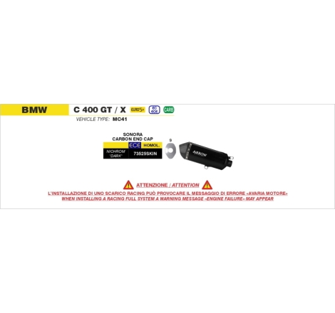 Silenziatore Sonora In Nichrom "Dark" Per Bmw C400S E5+ '25/'26