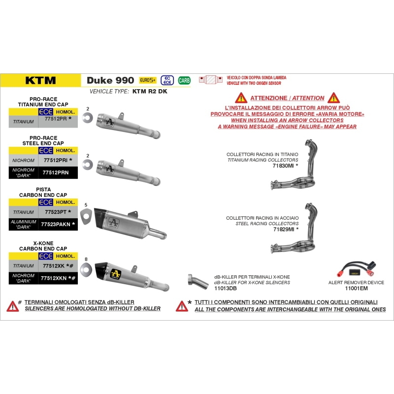 Silenziatore Pista In Titanio Per Ktm Duke 990R E5+ 2026