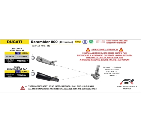 Silenziatore Pro-Race In Nichrom Per Ducati Scrambler 800 E5+ '25/'26