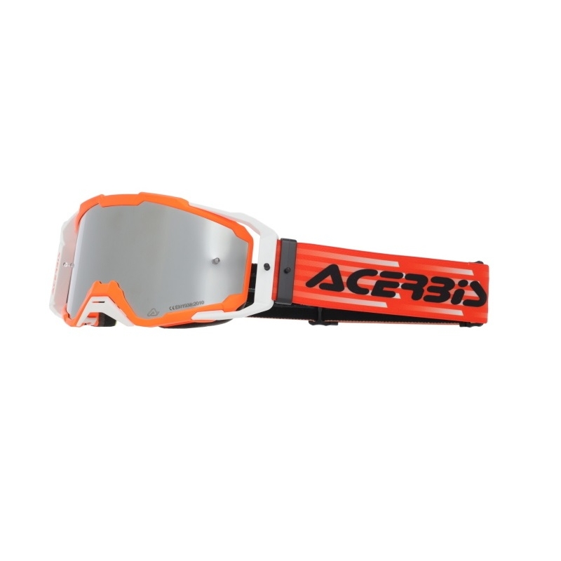 Maschera Acerbis Cross Vitrion Mirror Arancio Bianco