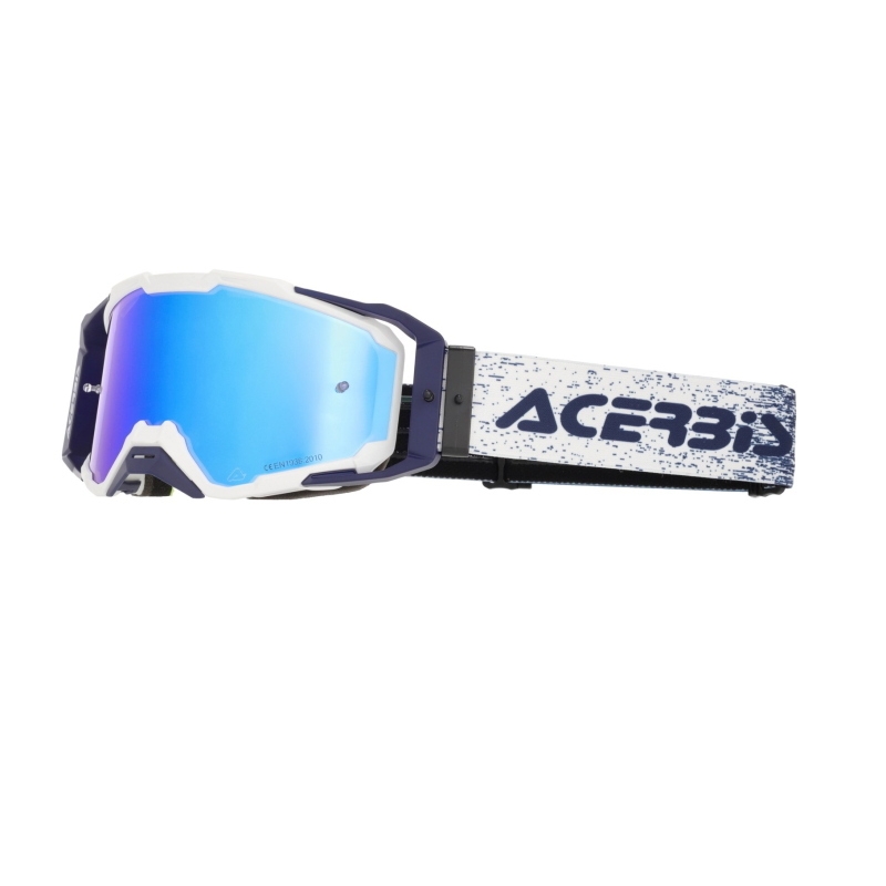 Maschera Acerbis Cross Vitrion Mirror Bianco Blu