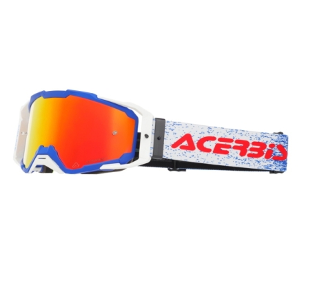 Maschera Acerbis Cross Vitrion Mirror Blu Bianco