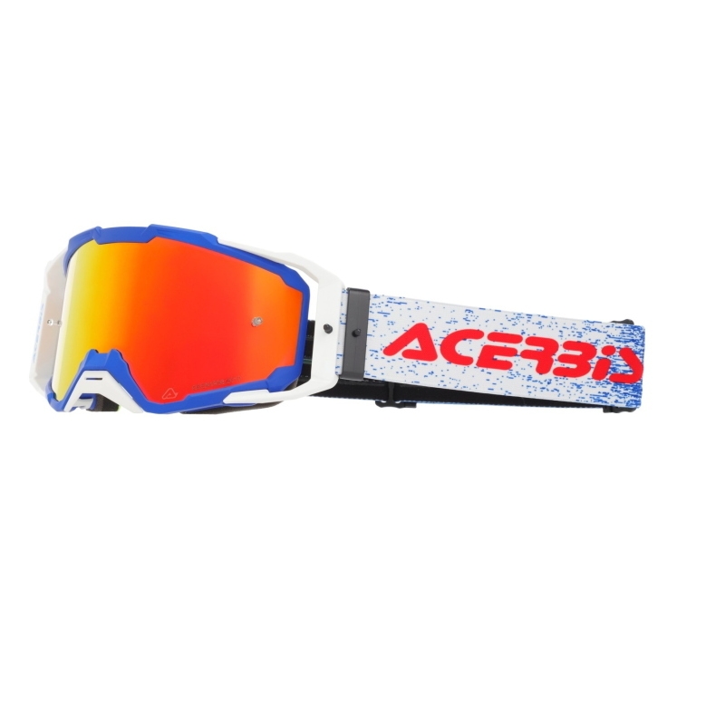 Maschera Acerbis Cross Vitrion Mirror Blu Bianco