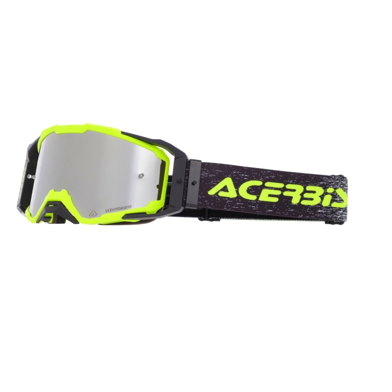 Maschera Acerbis Cross Vitrion Mirror Giallo Nero Fluo