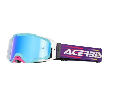 Maschera Acerbis Cross Vitrion Mirror Azzurro Bianco