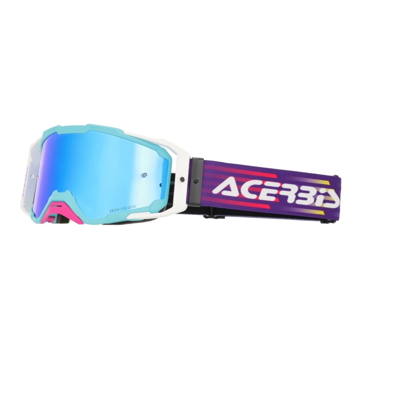 Maschera Acerbis Cross Vitrion Mirror Azzurro Bianco