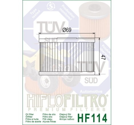 Filtro Olio Hiflo HF114 per Honda