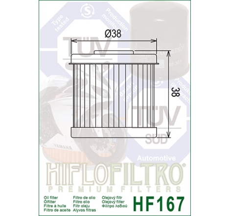 Filtro Olio Hiflo HF167 per Bmw