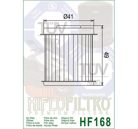 Filtro Olio Hiflo HF168 per Daelim