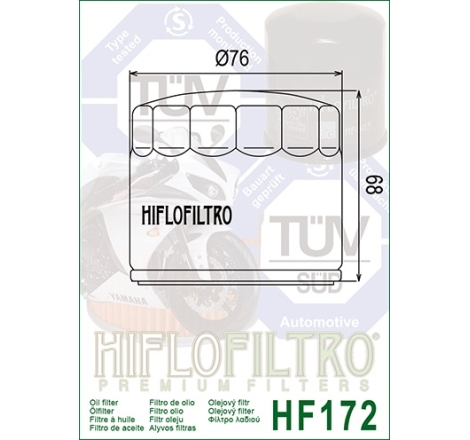 Filtro Olio Hiflo HF172C Cromato per Harley Davidson