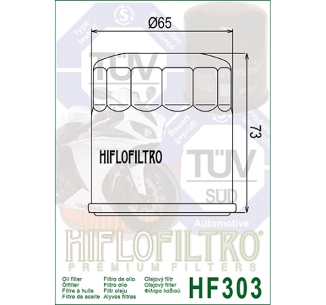 Filtro Olio Hiflo HF303C Cromato per Access / Apache / Bimota / Honda / Kawasaki / Polaris / Yamaha